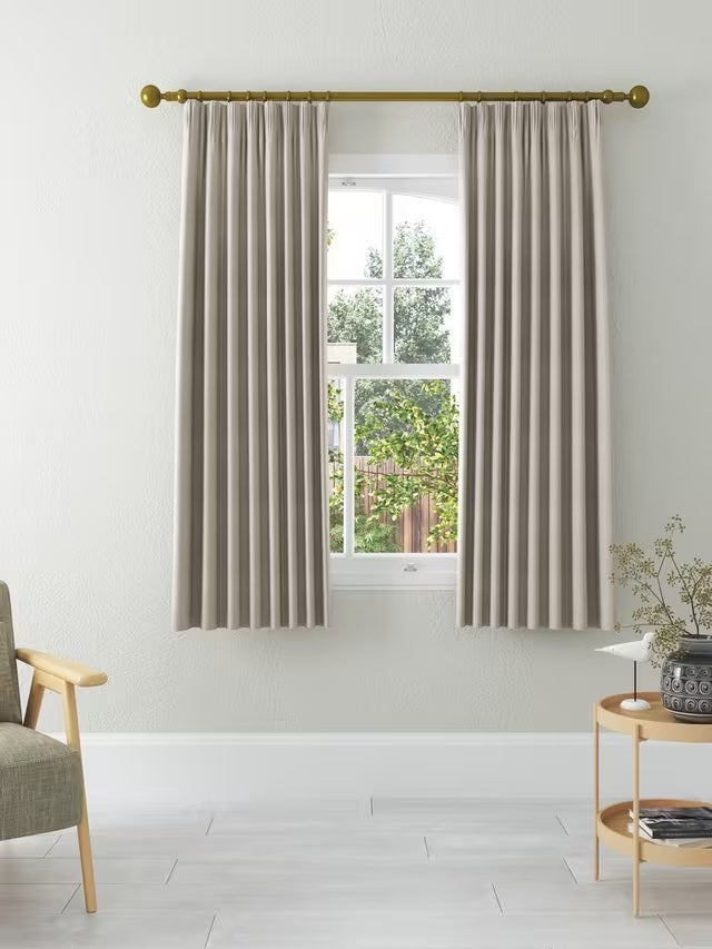 John Lewis Herringbone Weave Lined Pencil Pleat Curtains 228 x 137cm - Mole