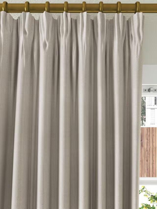 John Lewis Herringbone Weave Lined Pencil Pleat Curtains 228 x 137cm - Mole