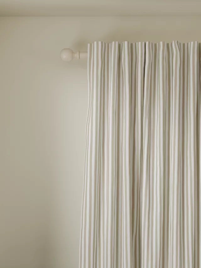John Lewis Conwy Stripe Weave Lined Hidden Tab Top Curtains 167x182cm Putty - Kazoop 