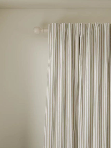 John Lewis Conwy Stripe Lined Hidden Tab Top Curtains W228 x D137cm - Putty - Kazoop 