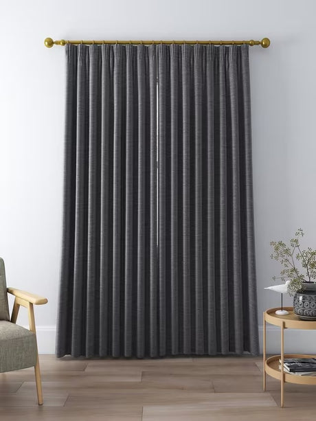 John Lewis Textured Blackout Pencil Pleat Curtains W167 x D228cm - Steel