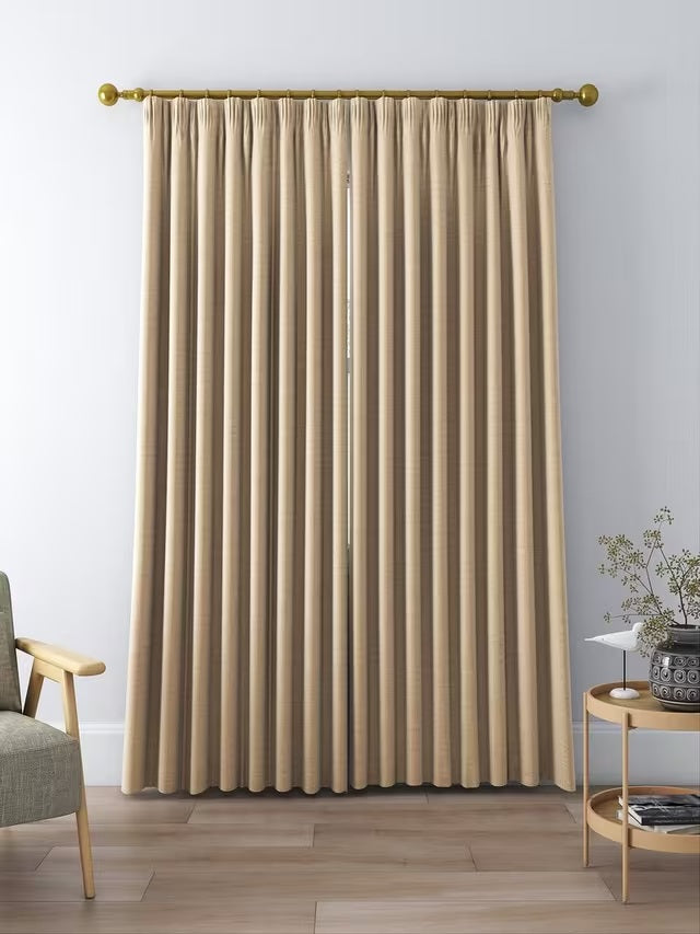 John Lewis Textured Blackout Pencil Pleat Curtains W228 x D137cm - Natural