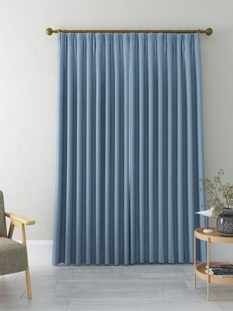 John Lewis Textured Blackout Pair Pencil Pleat Curtains W228 x D274cm - Blue