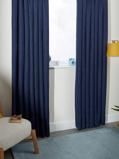 John Lewis Textured Blackout Lined Pencil Pleat Curtains W167 x D274cm Navy