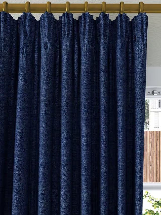 John Lewis Textured Blackout Lined Pencil Pleat Curtains W167 x D274cm Navy