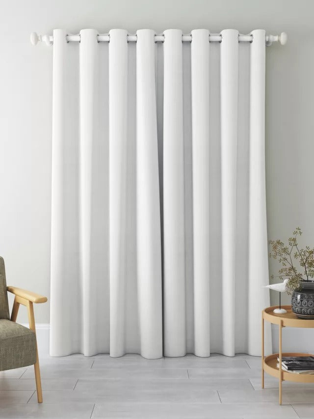 John Lewis Thermal Lined Pair Eyelet Curtains W228 x Drop 182cm - White - Kazoop 