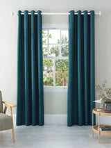 John Lewis Textured Blackout/Thermal Lined Eyelet Curtains 228x228cm - Teal - Kazoop 