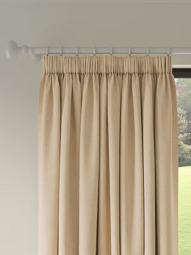John Lewis Textured Pair Blackout Pencil Pleat Curtains 228x228cm - Oatmeal