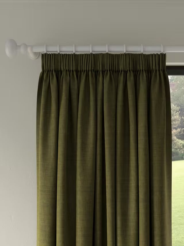 John Lewis Textured Blackout Pencil Pleat Curtains W228 x D274cm - Avocado
