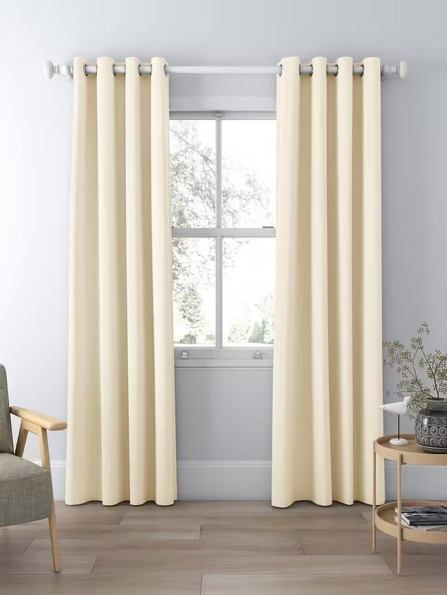John Lewis Textured Pair Blackout Lined Eyelet Curtains 228 x 228cm - Cream