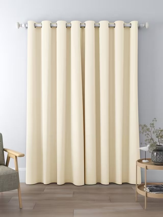 John Lewis Textured Pair Blackout Lined Eyelet Curtains 228 x 228cm - Cream