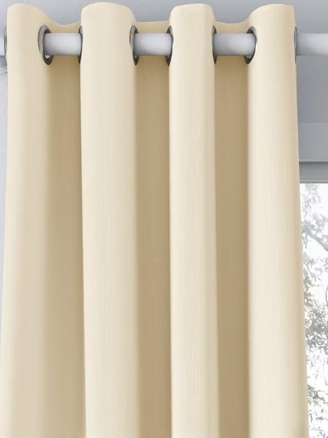 John Lewis Textured Pair Blackout Lined Eyelet Curtains 228 x 228cm - Cream