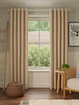 John Lewis Pure Cotton Pair Lined Eyelet Curtains W228 x D274cm - Natural