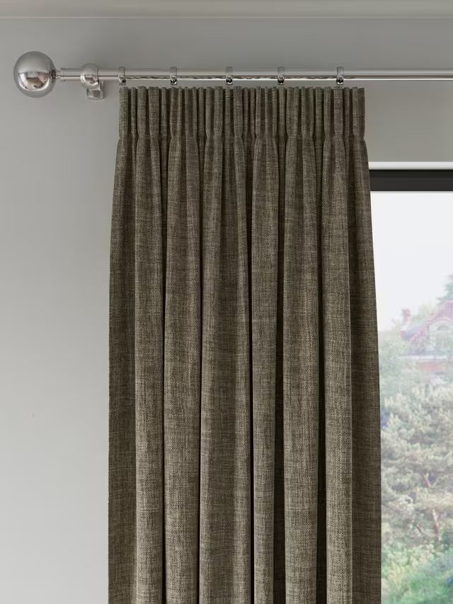 John Lewis Textured Blackout Pencil Pleat Curtains W228 x D274cm  Pale Mole