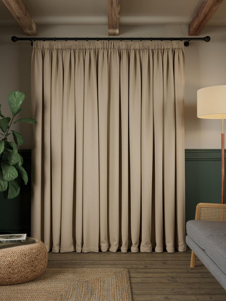 John Lewis Rustic Basketweave Blackout Lined Pencil Pleat Curtains 228x137cm