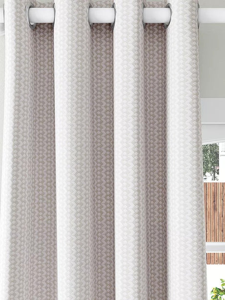 John Lewis Alda Weave Pair Lined Eyelet Curtains Putty W228 x Drop 182cm - Kazoop 