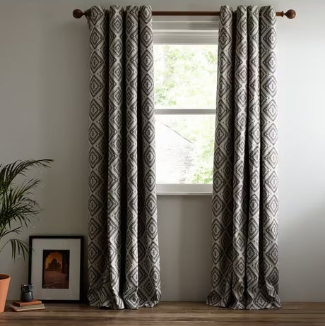 Native Weave Pair Lined Eyelet Curtains - Cream W167 x Drop 182cm