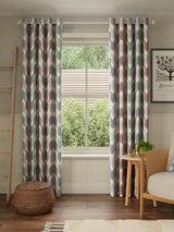 John Lewis Valle Ikat Pair Lined Eyelet Curtains W167 x D228cm - Deep Red