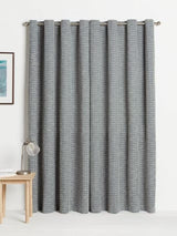 John Lewis Rona Weave Pair Lined Eyelet Curtains W167 x D228cm - Loch Blue