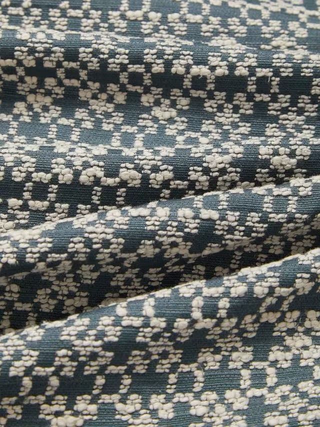 John Lewis Rona Weave Pair Lined Eyelet Curtains W167 x D228cm - Loch Blue