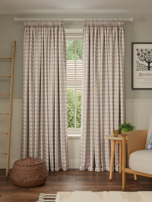 John Lewis Nessa Weave Unlined Pencil Pleat Curtains 167x228cm - Baked Clay - Kazoop 
