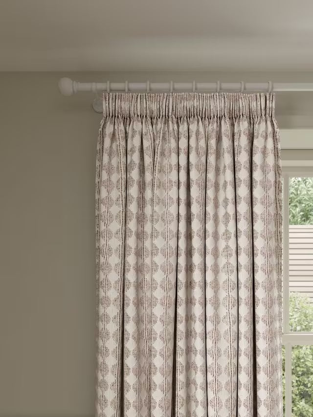 John Lewis Nessa Weave Unlined Pencil Pleat Curtains 167x228cm - Baked Clay - Kazoop 