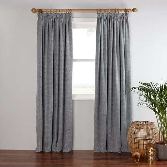 John Lewis Mara Diamond Weave Lined Pencil Pleat Curtains 228 x 274cm - Grey