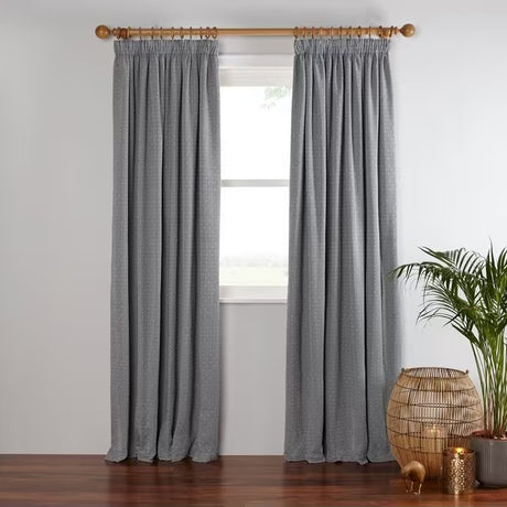 John Lewis Mara Diamond Weave Lined Pencil Pleat Curtains 228 x 274cm - Grey