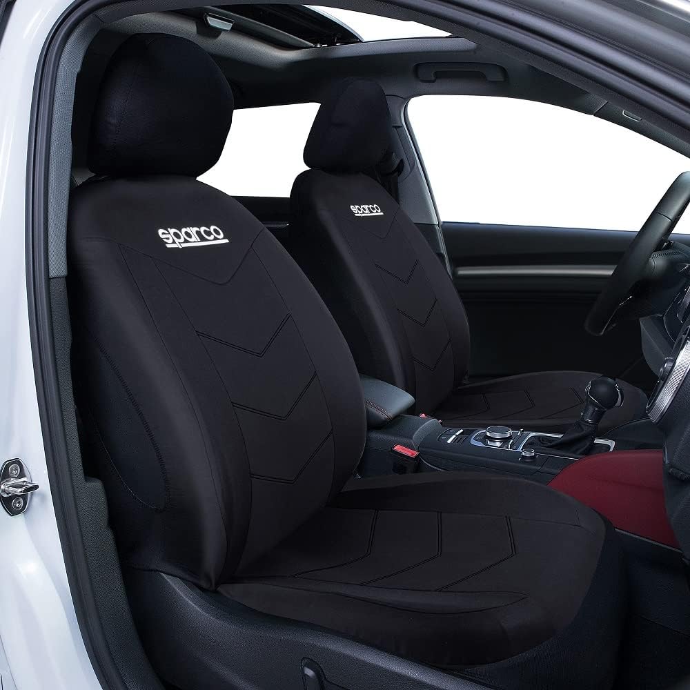 Sparco SPS431BK Easy to Install Universal Fit Car Seat Cover Set - Black