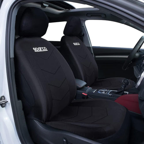 Sparco SPS431BK Easy to Install Universal Fit Car Seat Cover Set - Black