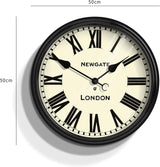 Newgate Clocks Battersby Roman Numeral Wall Clock W50 x H50 x D8cm - Black - Kazoop 