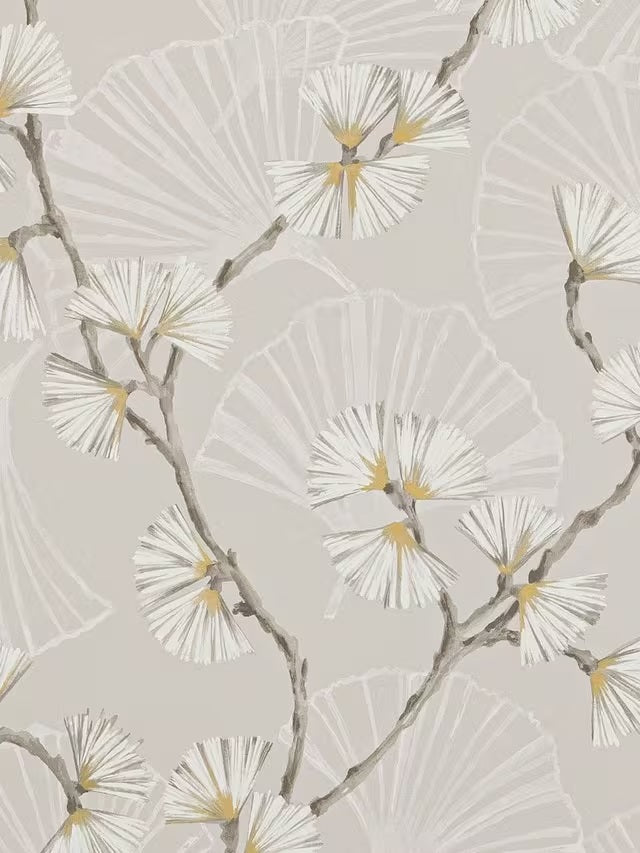 Jane Churchill Floral J183W-01 Snow Flower Wallpaper L10m x W52cm - Natural - Kazoop 
