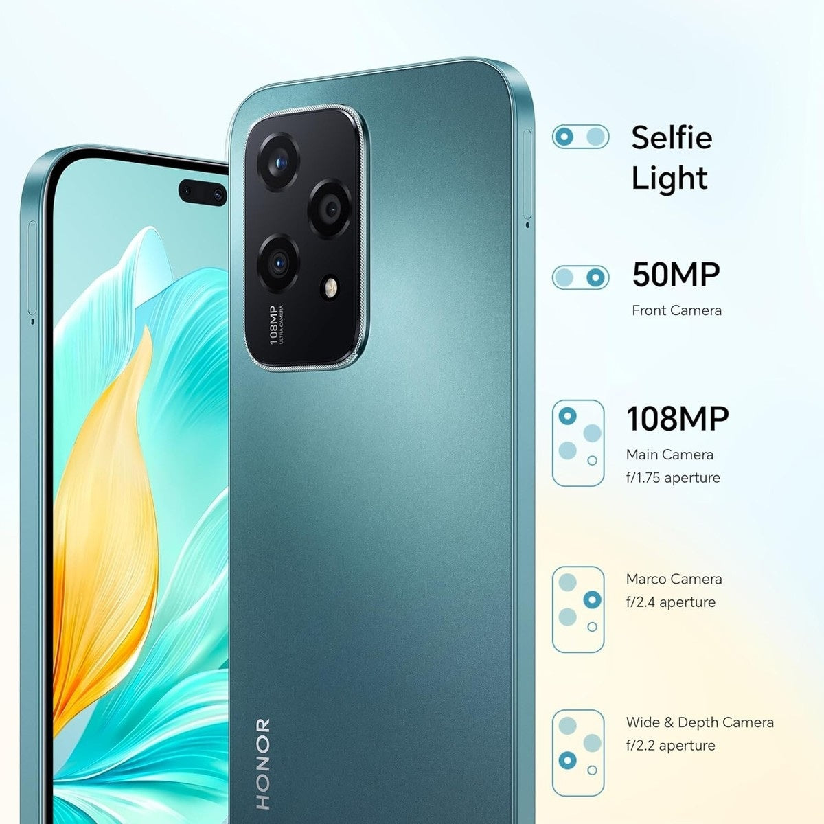 HONOR 200 Lite 5G 6.7'' Smartphone 256GB Unlocked Dual SIM-Free - Cyan Lake