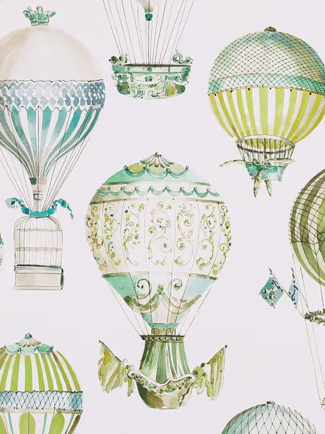 Manuel Canovas 3079/04 L'Envol Baloons Wallpaper L10m x W68.5cm - Green - Kazoop 