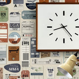 Mini Moderns Jet Set Travelogue Vintage Tags Wallpaper - Stone MMTLG09ST