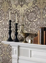 Morris & Co. DM3W214701 Honeysuckle & Tulip Floral Wallpaper - Charcoal/Gold