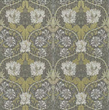 Morris & Co. DM3W214701 Honeysuckle & Tulip Floral Wallpaper - Charcoal/Gold