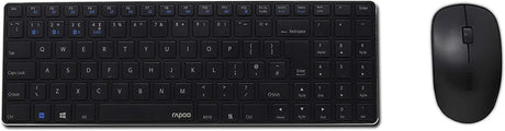 Rapoo 9300M Bluetooth Wireless Desktop Keyboard & Mouse - Black - Kazoop 