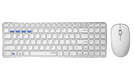 Rapoo 9300M Wireless Bluetooth Desktop Keyboard and Mouse - White - Kazoop 