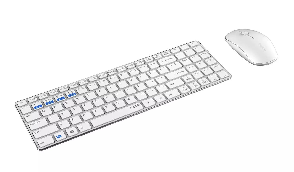 Rapoo 9300M Wireless Bluetooth Desktop Keyboard and Mouse - White - Kazoop 