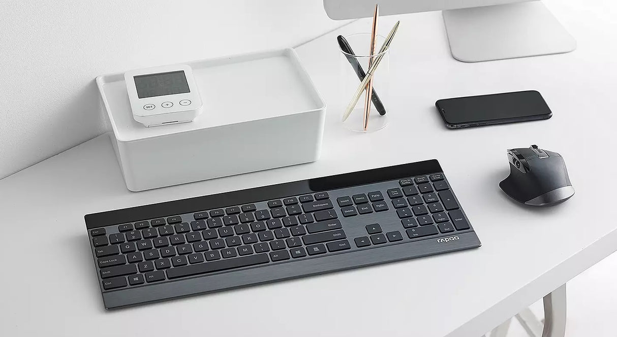 Rapoo 9900M Wireless Ultra-slim Desktop Keyboard & Mouse - Metal Grey - Kazoop 