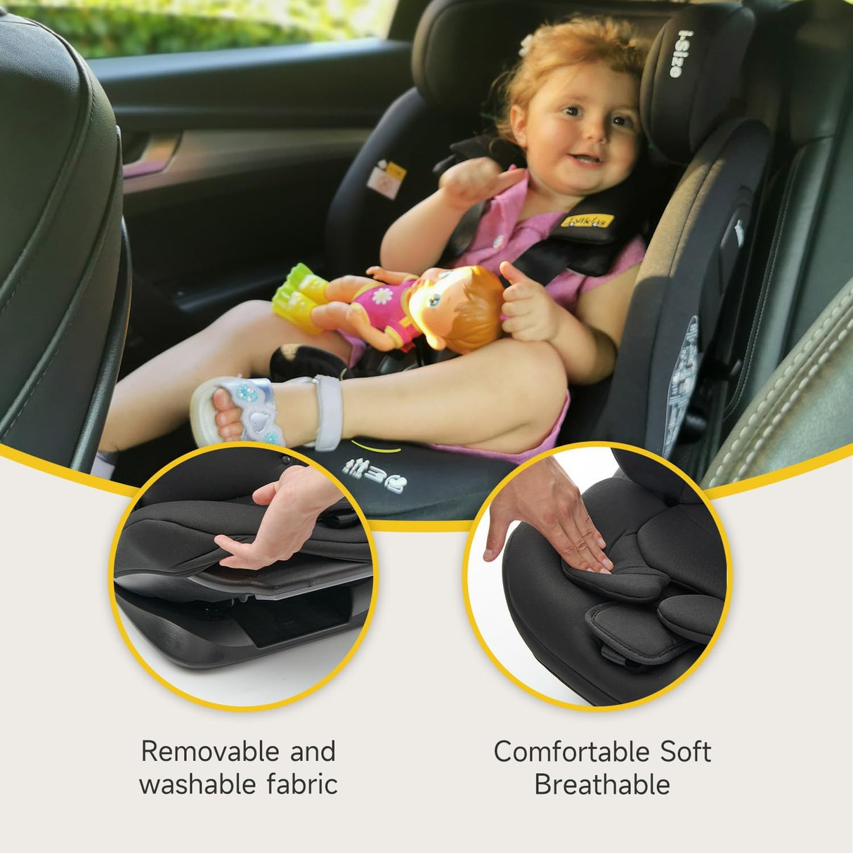 JoviKids Cici TT 1/2/3 15 Months to 12 Years ISOFIX Toddler Car Seat - Black