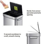 EKO Deluxe Mirage 50L Kitchen Recycling Sensor Waste Bin - Stainless Steel