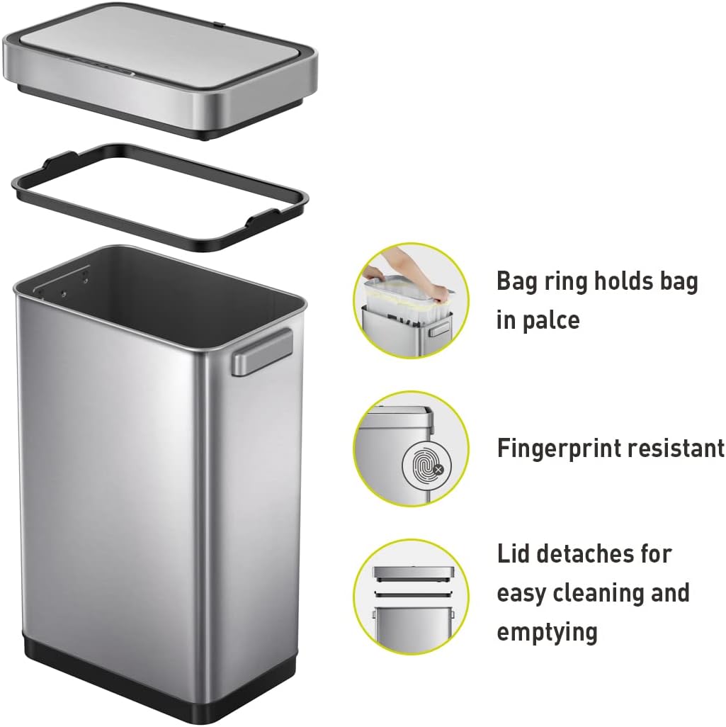 EKO Deluxe Mirage 50L Kitchen Recycling Sensor Waste Bin - Stainless Steel