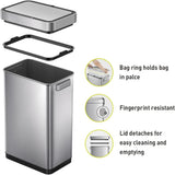 EKO Deluxe Mirage 50L Kitchen Recycling Sensor Waste Bin - Stainless Steel