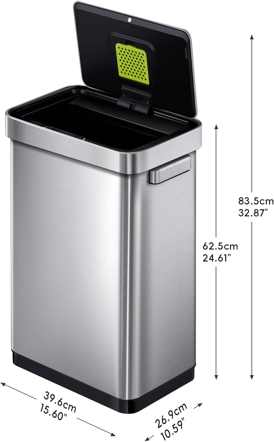 EKO Deluxe Mirage 50L Kitchen Recycling Sensor Waste Bin - Stainless Steel