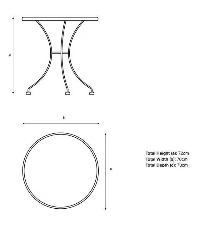 Kettler 2-Seater Round Mesh Top Garden Bistro Table 70cm - Iron Grey - Kazoop 