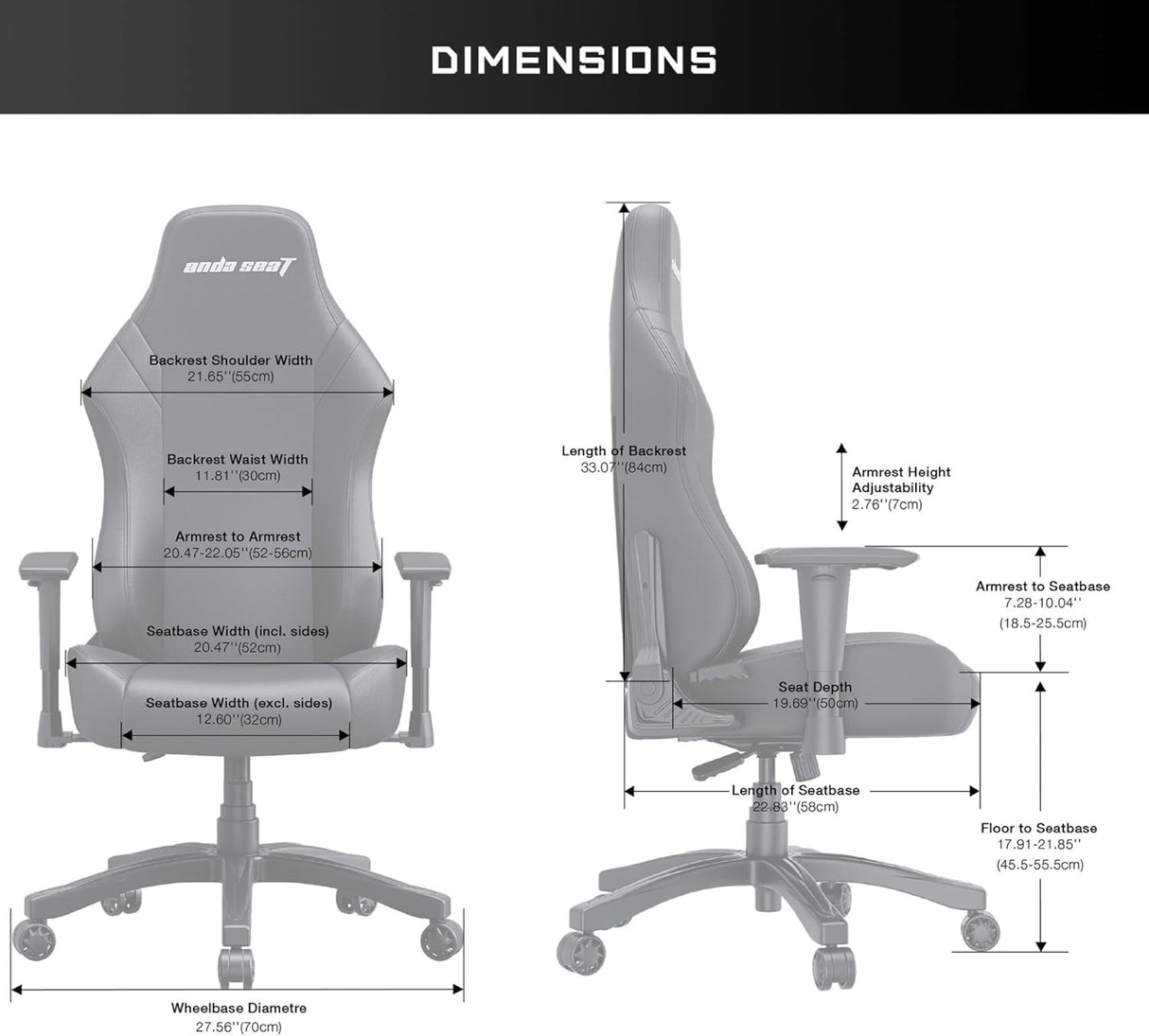 Anda seaT Luna Premium Large Ergonomic Reclining Gaming Chair - Black/Red