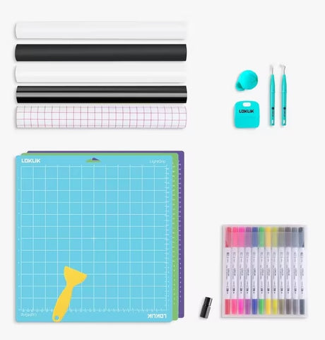 Loklik Tools & HTV Vinyl Rolls Cutting Mats DIY Craft Starter Pack - Kazoop 