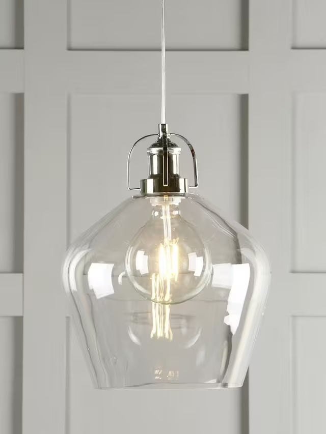 Laura Ashley Rye Large Glass 30cm Vintage Pendant Ceiling Light - Clear